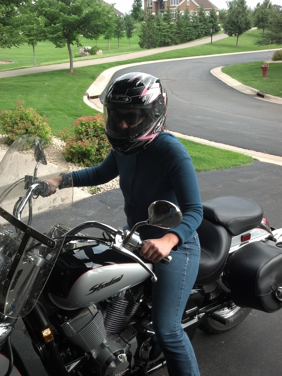 Laura Chaney Gerth on a motorcycle
